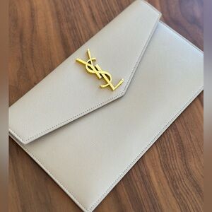 YSL Uptown Pouch in Dark Beige (Like New)